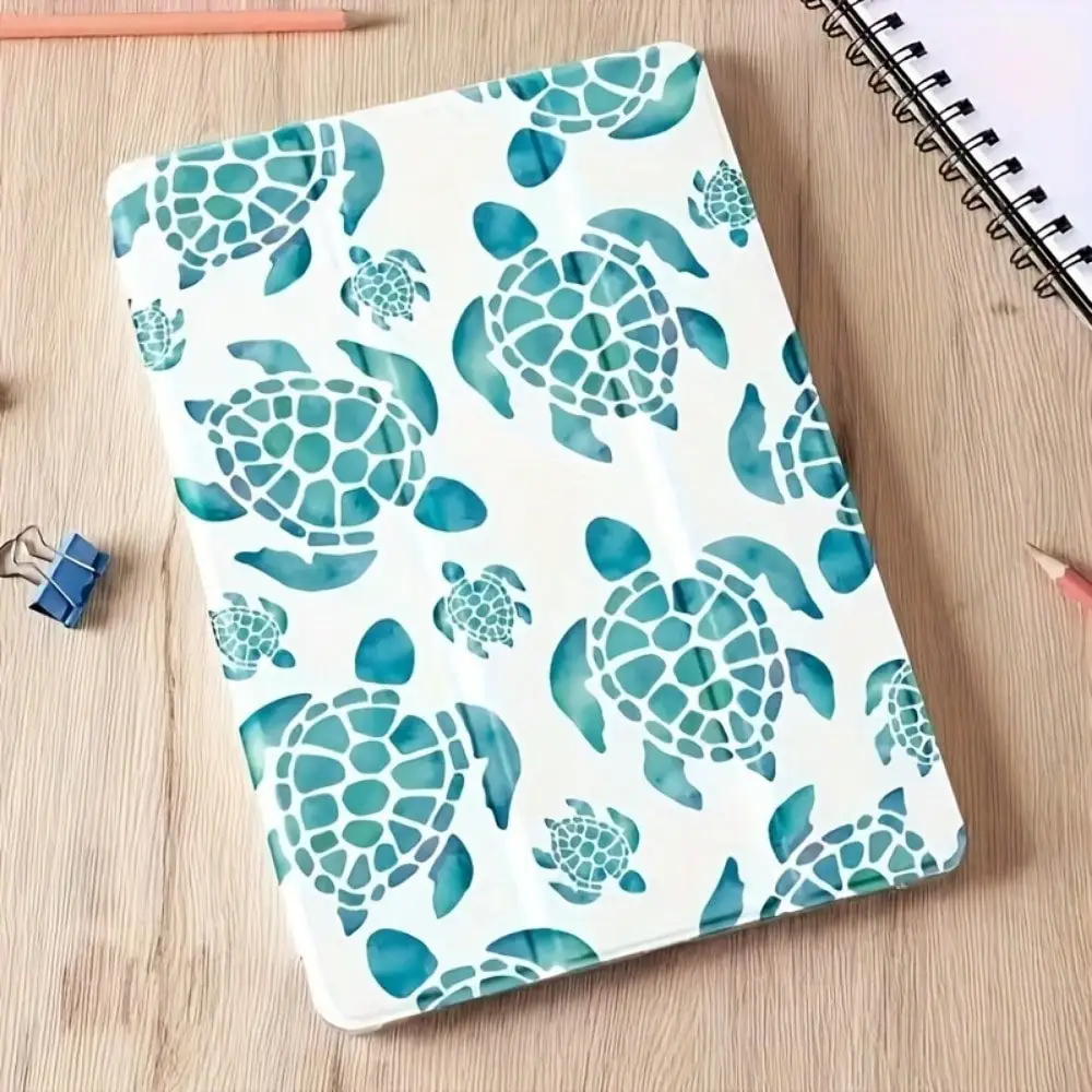

Green Turtle Pattern, TPU Folding Protective Case, Suitable for IPad Pro/Air/Mini (multiple Sizes), Sleep/wake Function.
