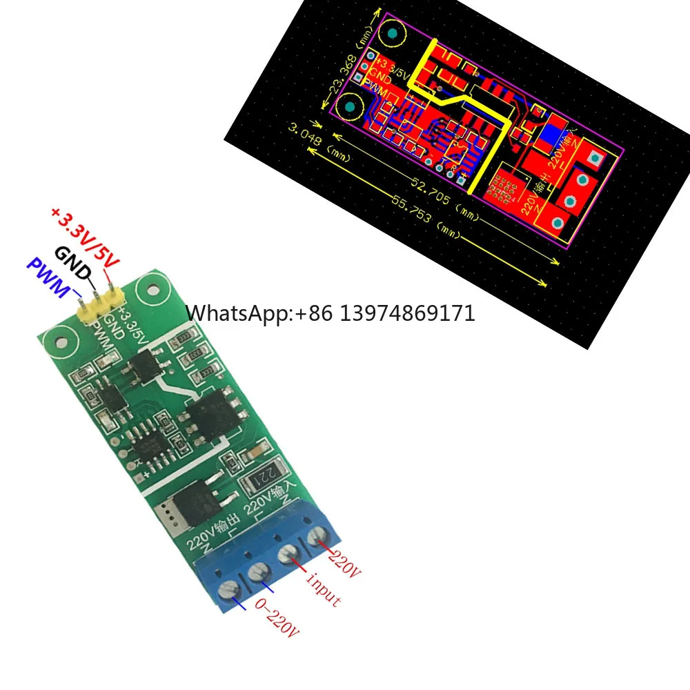SCR PWM 0-100% Frequency Duty Cycle Adjustable Module AC 220V PWM Motor Speed Controller Dimmer Speed Voltage Power Regulator