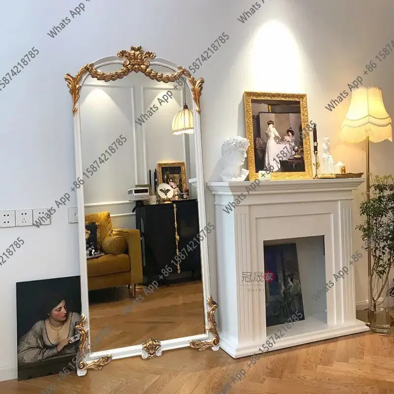 Bb European Full-length Mirror Retro Floor Mirror Luxury Home French Light Luxury Wall Living Room Full-body Mirror