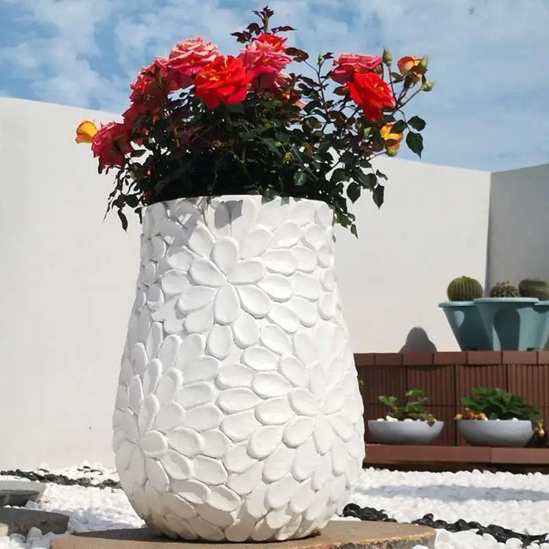 Nordic Simple Style Flowerpot Outdoor Creative Courtyard Decoration White Flower Pots & Planters Garden Supplies Fioriera FYFP