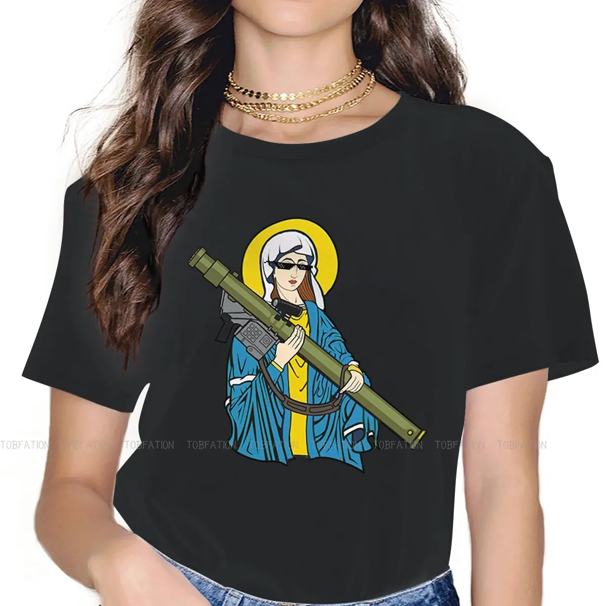 Camiseta del Protector de Ucrania para mujer, Camiseta con estampado de St Javelin, gafas de sol, Tops para mujer 5XL, camisetas divertidas de algodón para mujer