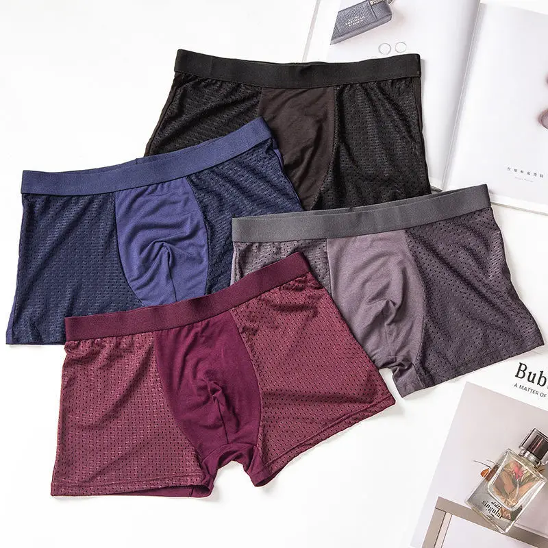 4pc/lot Sexy Men's Panties Boxer Underpants Briefs Pack Underwear Slip Best Selling Gift for Men Homme Calzoncillos Bamboo Hole