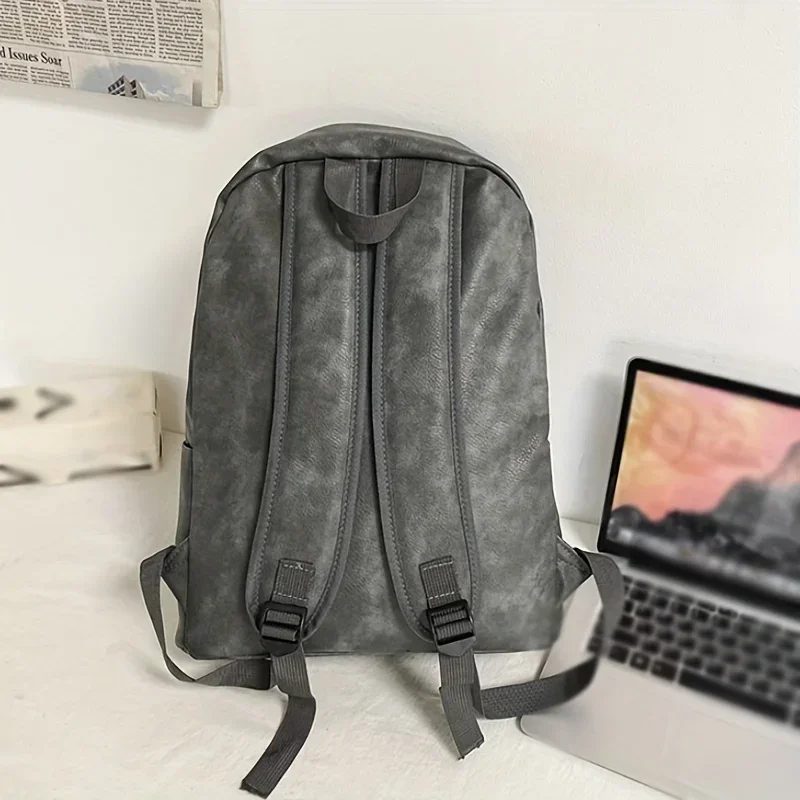 PU Leather Computer Laptop Bag, Vintage Preppy Style School Backpack, Fashionable Travel College Rucksack