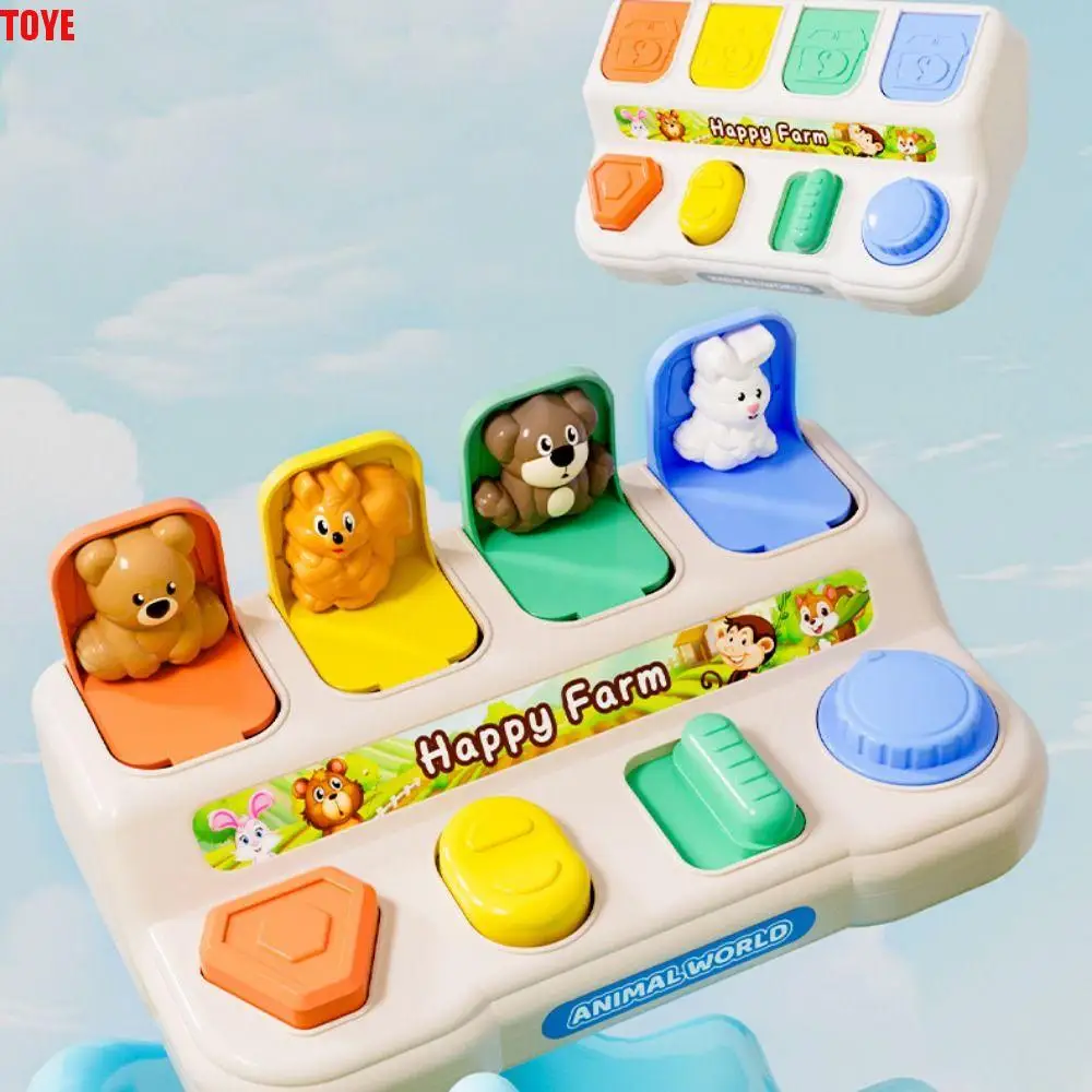 

Montessori Peekaboo Switch Box Button Colorful Interactive Animal Toy Box Cartoon Animals Giraffe Pop-up Animals Toy Children