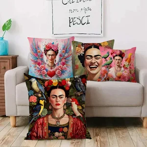 F-Furida-Short Plush Cartoon Kissen, wunderschöner Doppelgesichtsdruck, Sofa, dekorativ, Haus 8 Hauptverkäufe deckt Frida Kahlo - №6 ab