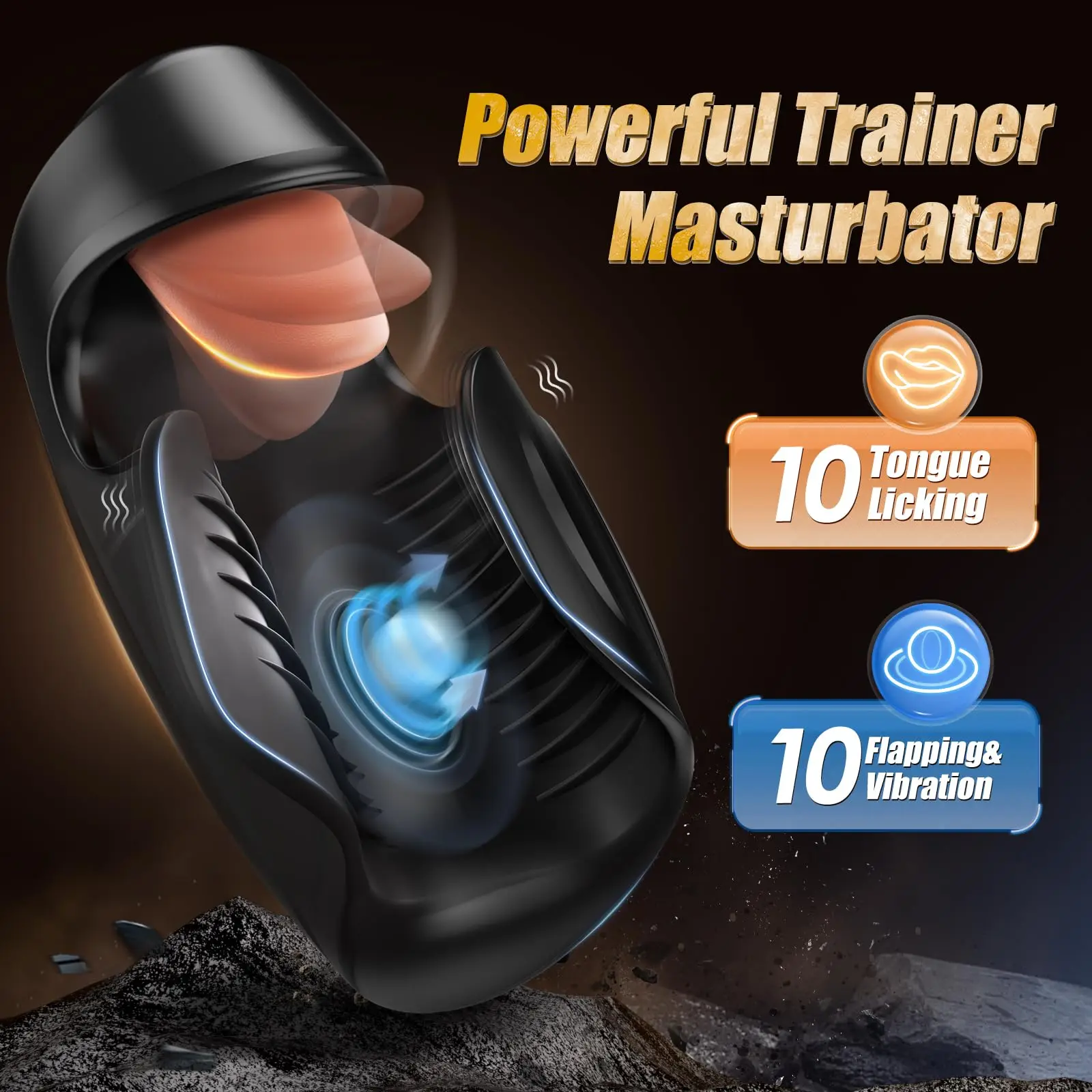 Automatic Male Masturbator Penis Training Vibrator 2 in 1 Tongue Licking & Tapping Stroker Trainer Sex Machine Sex Toys for Men