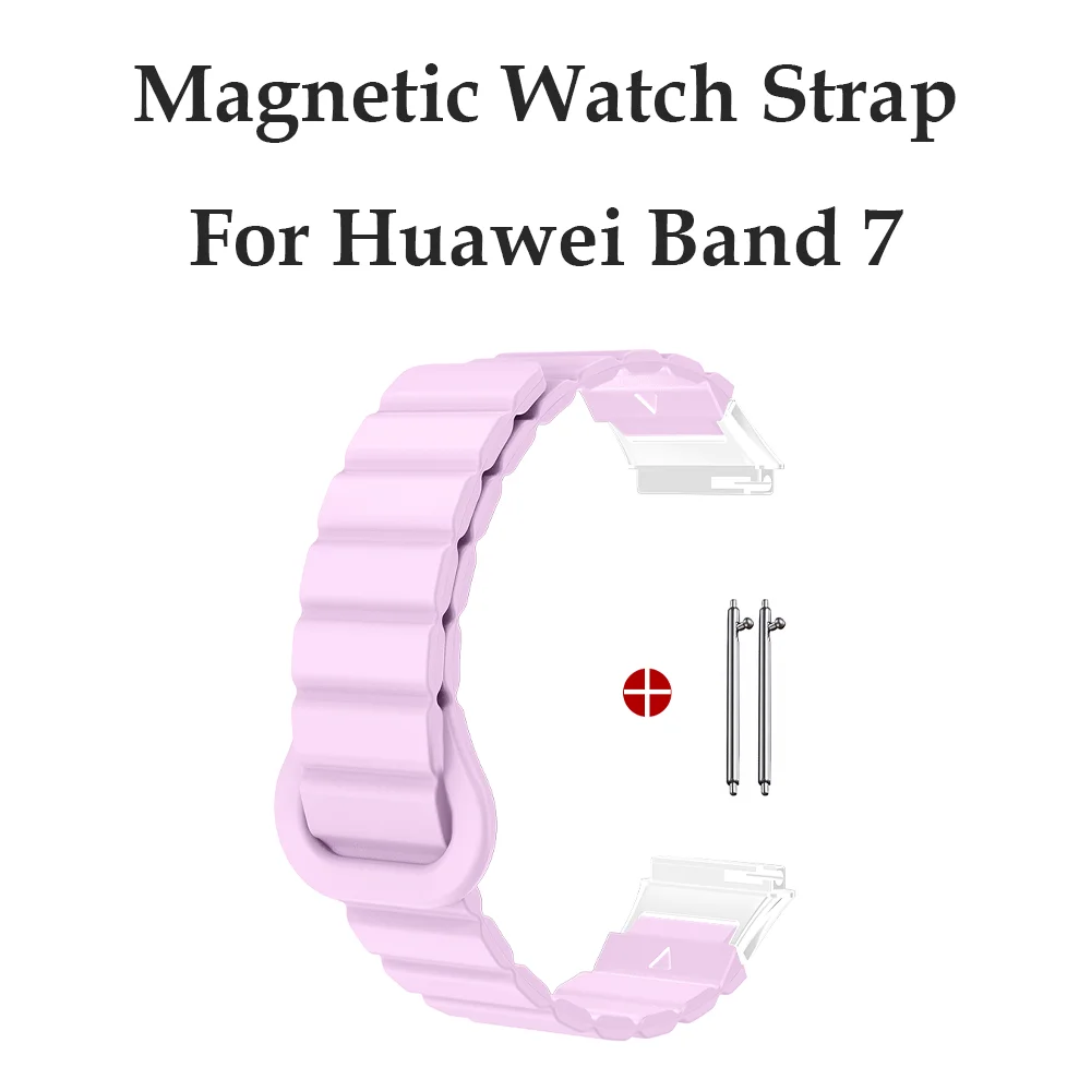 

Magnetic Silicone Watch Strap For Huawei Hua Wei Band 7 Quick Release Adjustable Breathable Replacement Wristband For Man Woman