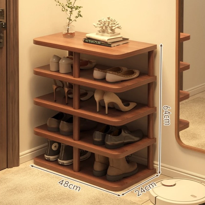 

Многоярусная полка для обуви из массива дерева, прочный узкий напольный органайзер для прихожей, экономящий пространство, для дома и коридора