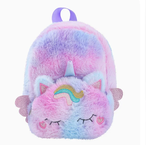 2023 New Cartoon Unicorn Plush Backpack Big Eyes Unicorn Children's Kindergarten Schoolbag Personalized Name Girl's Plush Bags