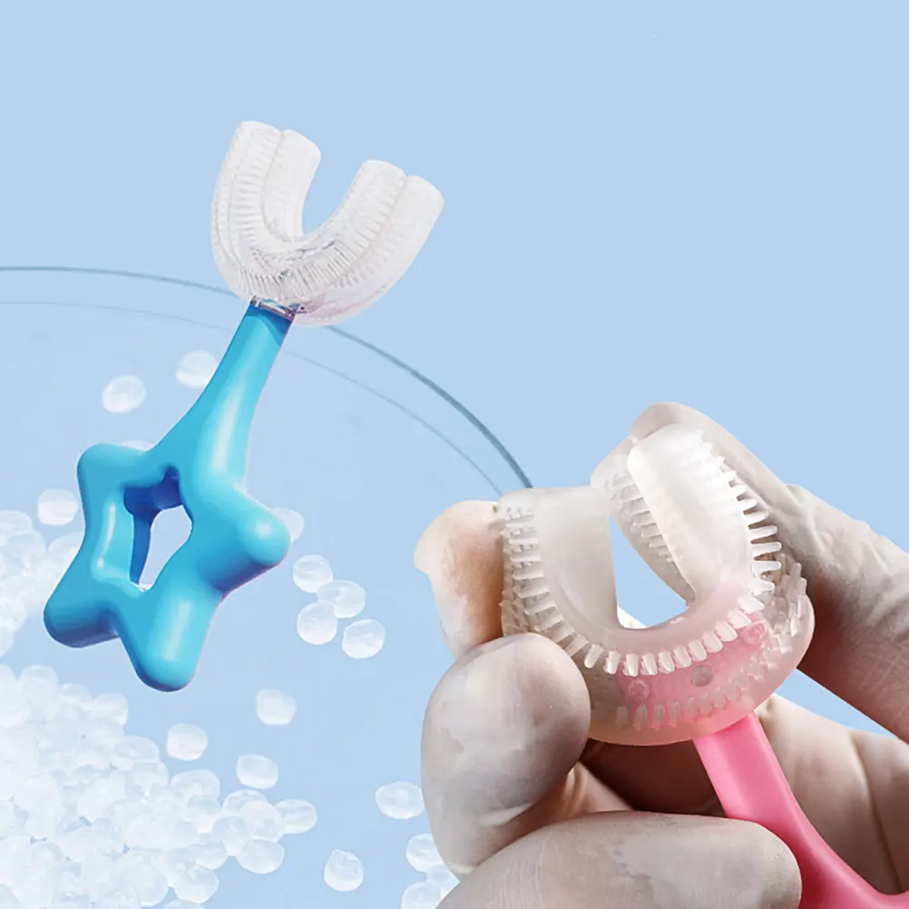 4pcs U shaped Toothbrush al Cleaning Care Teeth Teether Durable Small Ergonomic Bright Manual Silicone Toothbrush