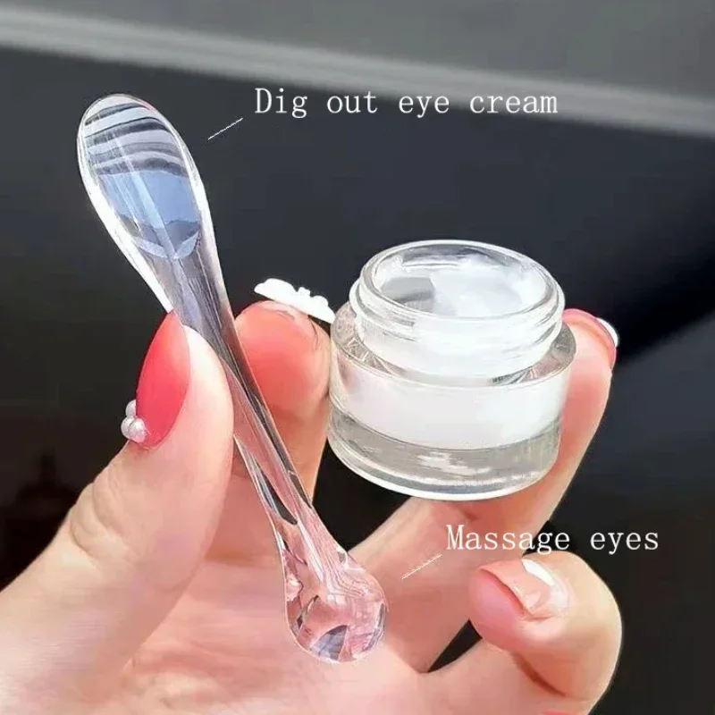 1pc Eye Cream Applicator Spoon Roller Transparent Massage Stick Cosmetic Spatulas Wrinkle Facial Mask Skin Care Plastic Spoon