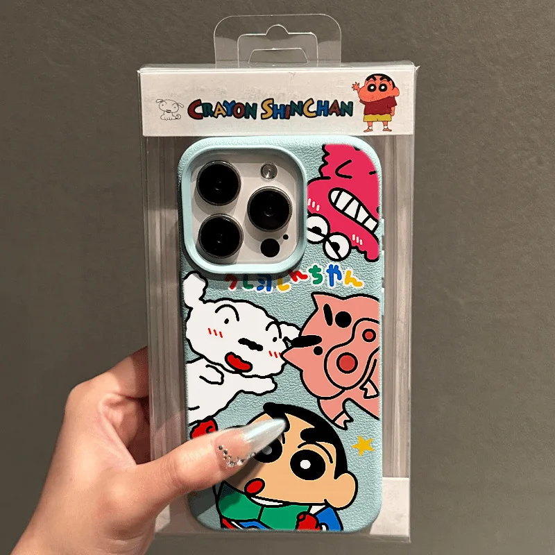 Kawaii تلوين شين تشان الكرتون قضية الهاتف آيفون 16 15 14 13 12 11 برو ماكس XR XS ماكس 7 8 زائد MINI Y2K أنيمي غطاء