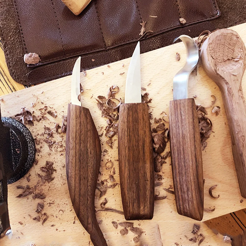 3 قطعة مجموعة سكاكين نحت الخشب قبضة مريحة قسط شفرات من الفولاذ المقاوم للصدأ أدوات نحت اليد القواطع النجارة