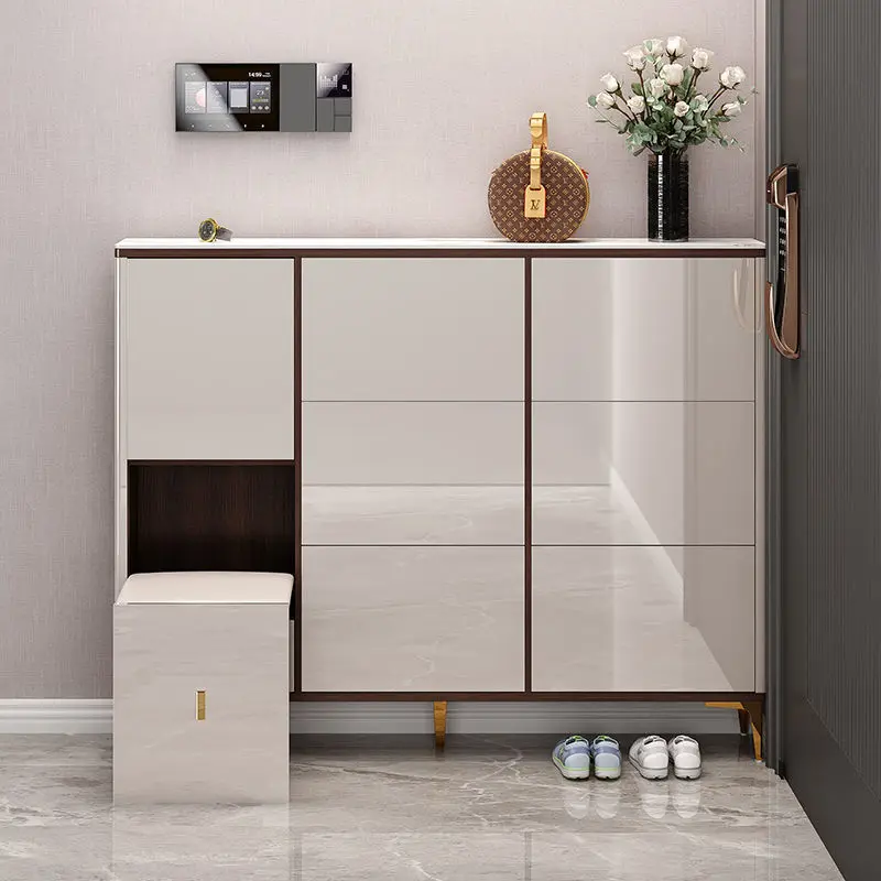 خزانة أحذية رفيعة للغاية فاخرة وخفيفة الوزن لعام 2025، باب منزلي مقابل تخزين الحائط، منزل متكامل يمكن أن يجلس كبيرًا #2