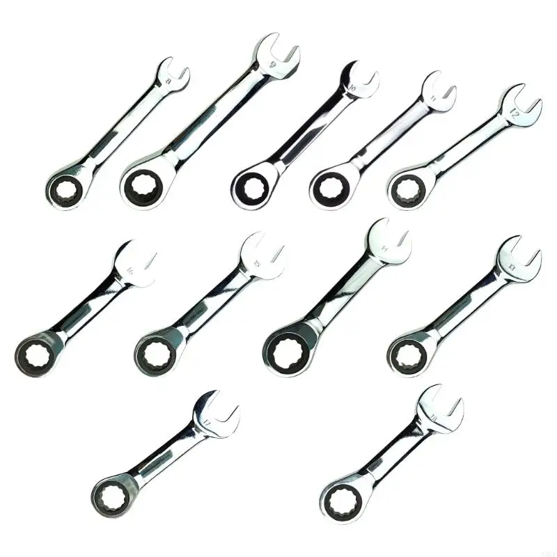 8-18mm Ratchet Socket Wrench Spanner Short Handle 72 Tooth Reversible Combination Single Wrench Quick Open Spanner