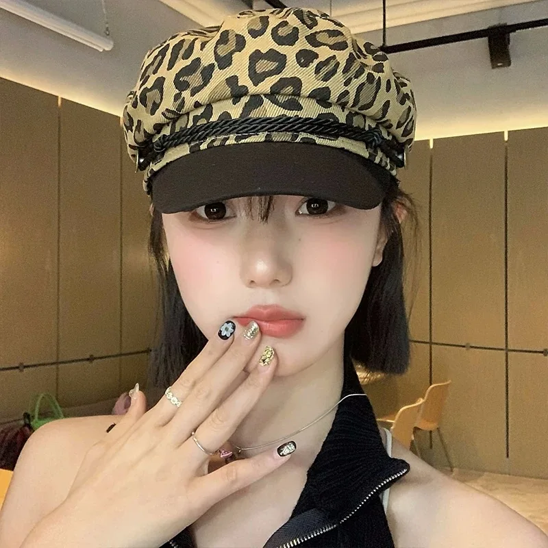 vintage-millennial-quente-menina-y2k-leopardo-impressao-octogonal-boina-feminina-verao-versatil-grande-circunferencia-da-cabeca-pequeno-rosto-pequeno-h
