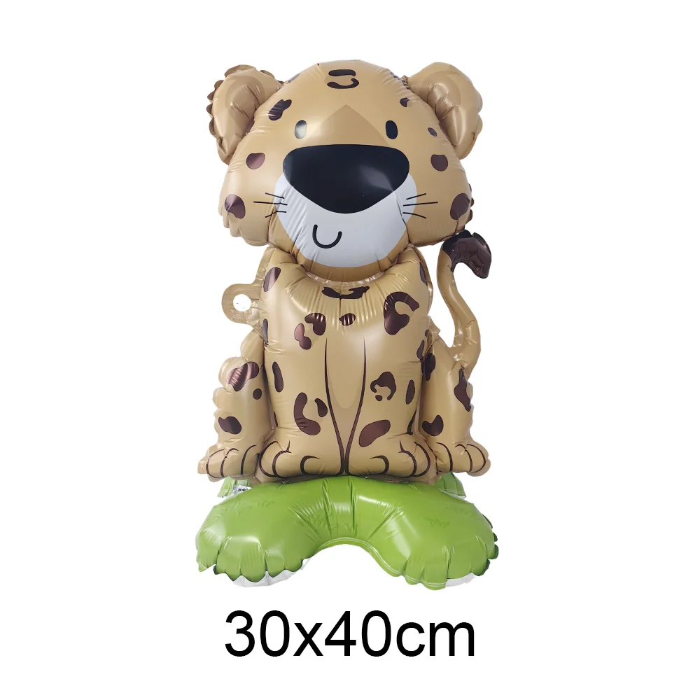 Jungle Party Standing Animal Balloon Mini Lion Tiger Giraffe Zebra Leopard Balloon Small Size Balloon Jungle Safari Party Decors