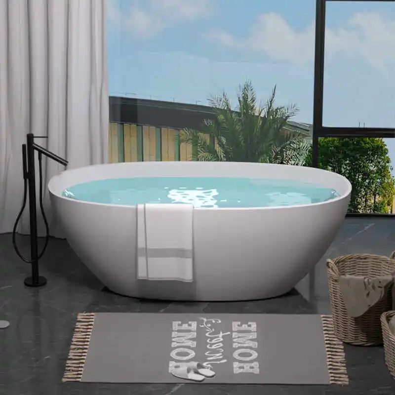 Polymer artificial stone bathtub Household independent small apartment oval bathtub