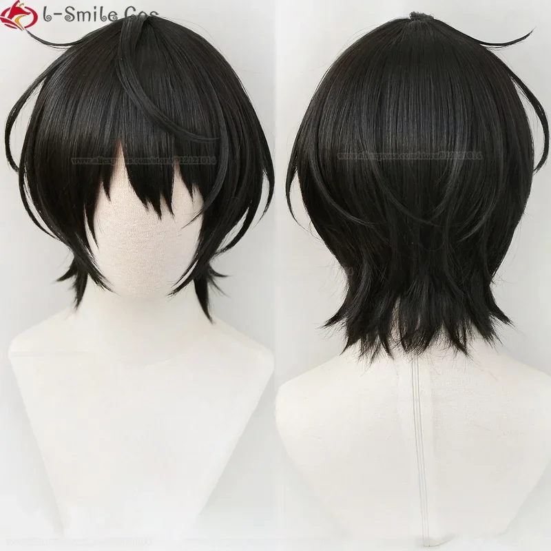 Game Sakuma Ritsu Cosplay Wig ES Sakuma Ritsu Wig Short Black Heat Resistant Hair Sakuma Rei Party Wigs Wig Cap