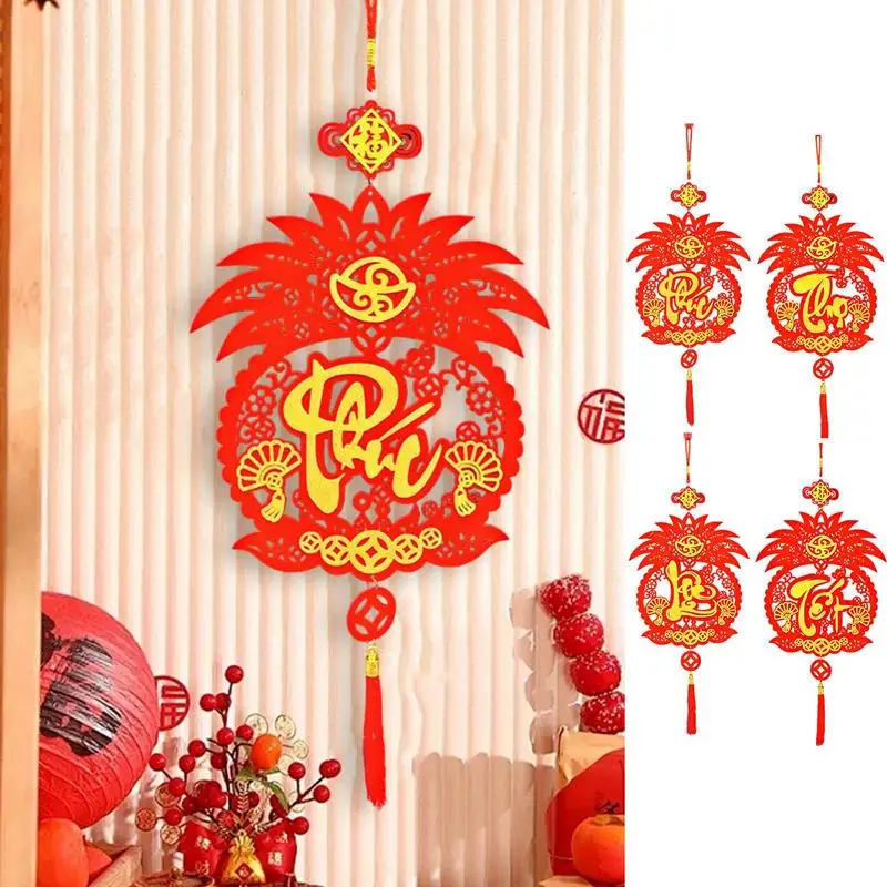 

2025 Vietnamese New Year Ornaments Lucky Pendant with Tassels Felt Pineapple decoration Home Blessing Spring Festival Decor