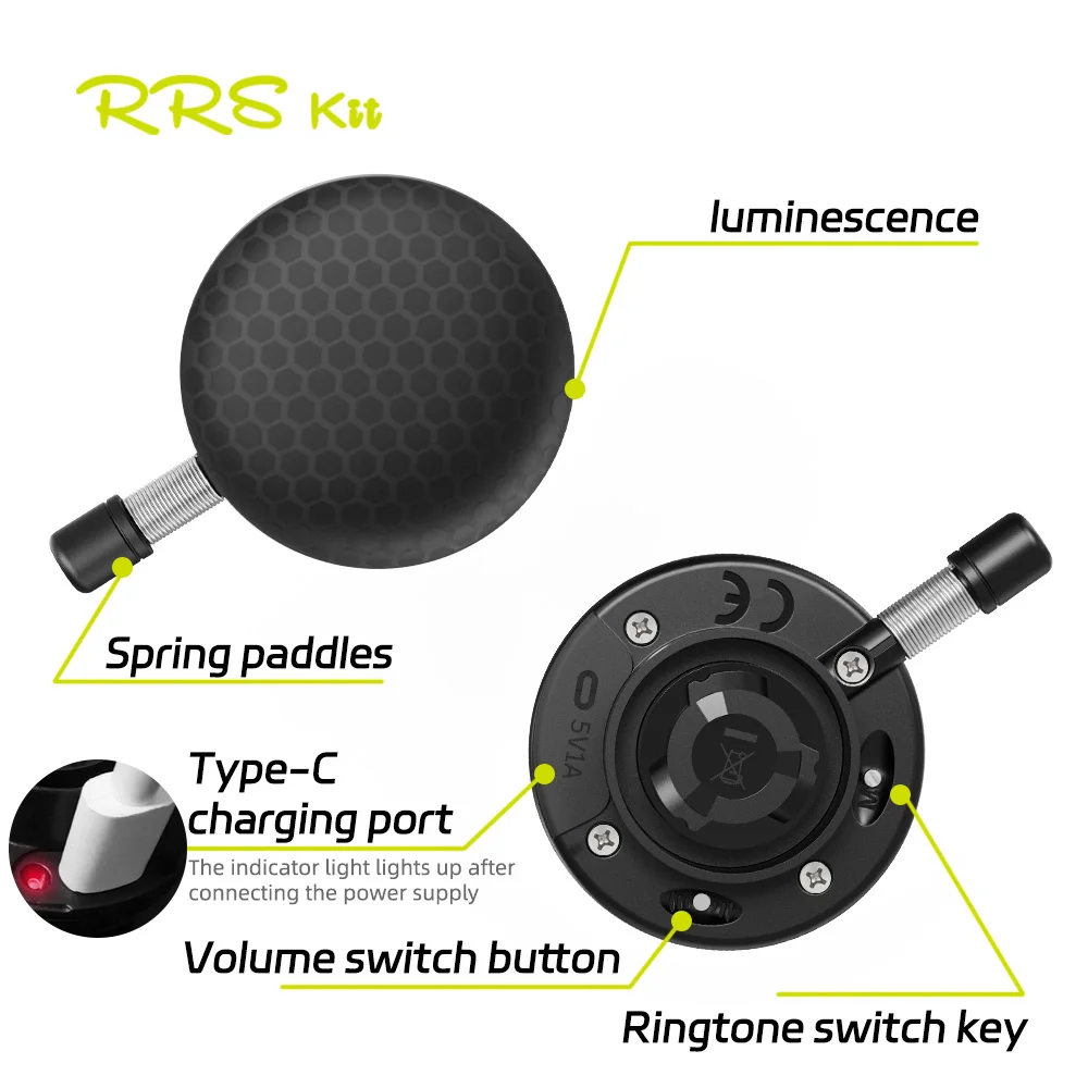 Rrskit-campana electrónica para bicicleta, luminiscente, súper fuerte, Universal, bocina decorativa para bicicleta de niños, equipo de ciclismo para bicicleta de montaña y carretera