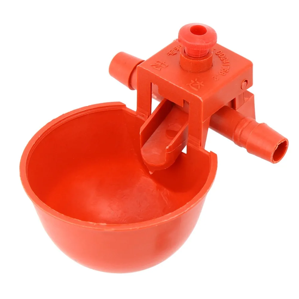 10Pcs Automatic Filling Chicken Poultry Drinker Adjustable Straight Pipe Connection Poultry Water Bowl Durable Red