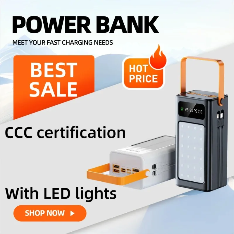 

Multi capacity Battery Super large Capacity Solar Power Bank with Built in Cable