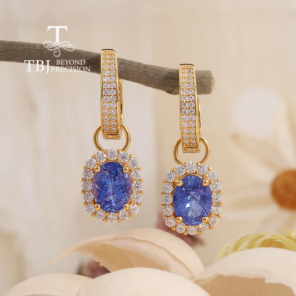 

Elegant Natural oval 6*8mm Tanzanite earrings two wear method design 925 sterling silver fine jewelry for women's birthday wear