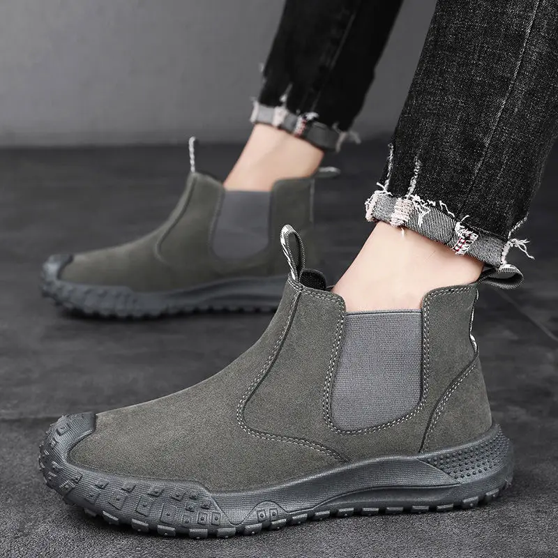 

Мужская обувь без шнуровки промышленной безопасности, весенне-осенняя уличная платформа, высокое качество, оригинальные предложения, повседневные мужские ботильоны