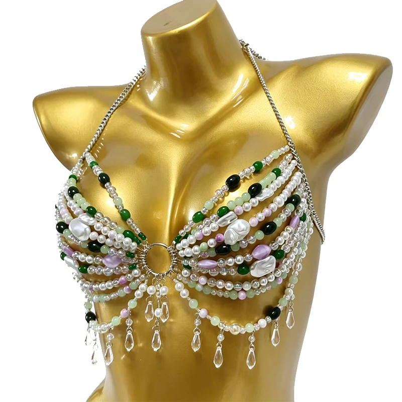 Handmade Music Festival Costum - Body Jewelry Bra 评论和价格
