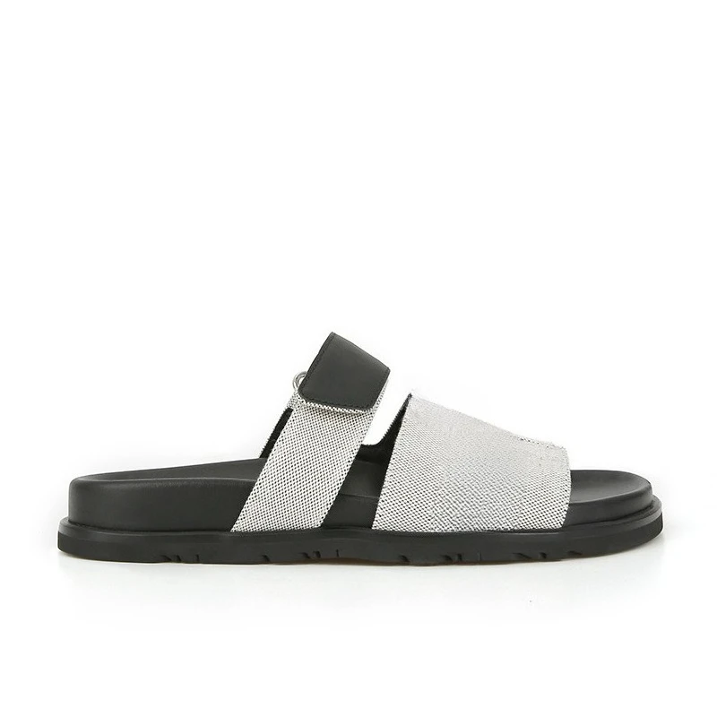

2026 Summer New Women's Genuine Leather Thick Sole Sandals Velcro Strap Slide Sandals Casual Outdoor Beach Shoes for Daily Wear
