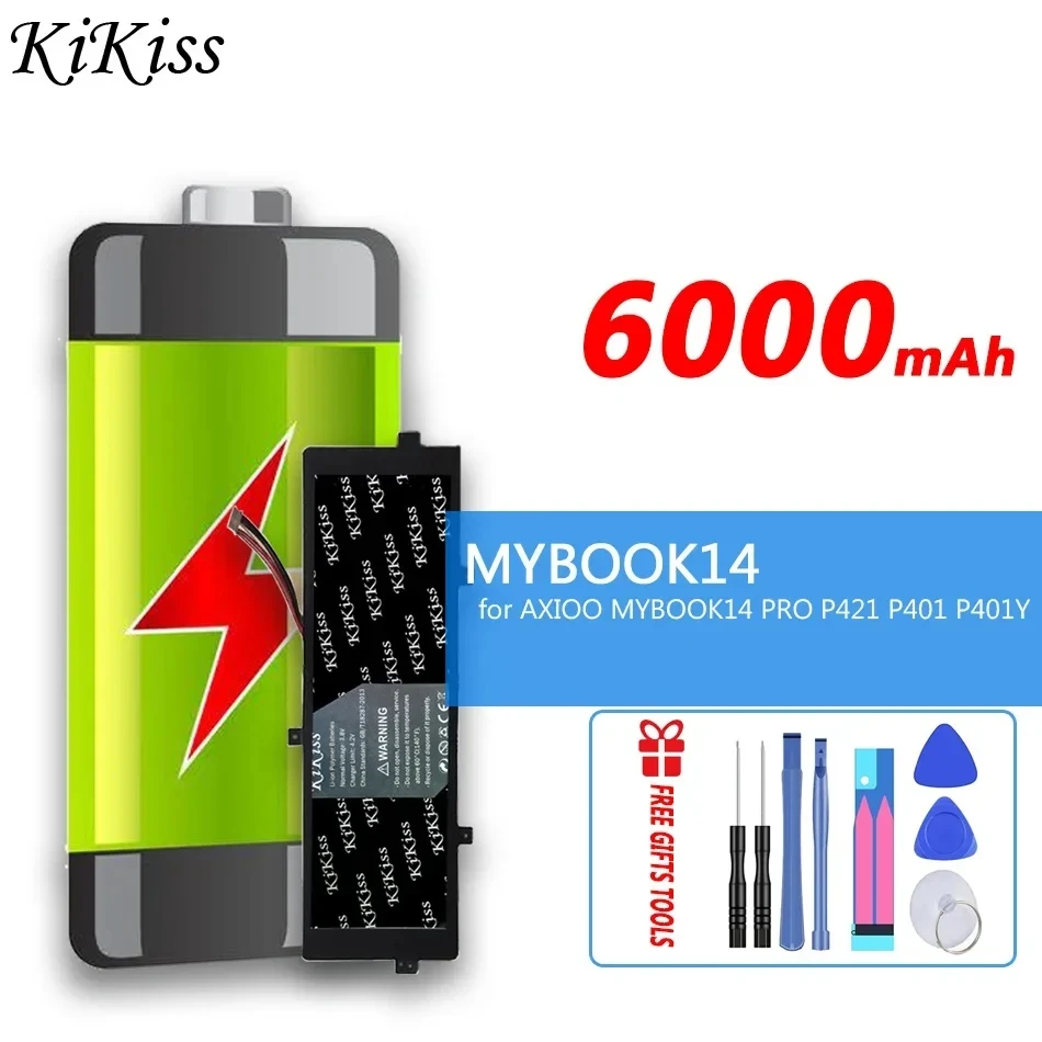 

Мощный аккумулятор KiKiss 6000 мАч для ноутбука AXIOO MYBOOK 14 Pro 14pro P421 P401 P401Y, 10 контактов, 7 проводов