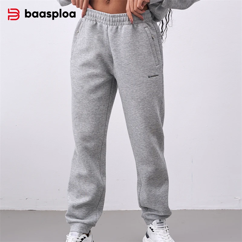 

Baasploa New Women Long Pants Autumn Casual Pocket Drawstring Loose Trousers Female Fashion Solid Color Pocket Jogging Sweatpant