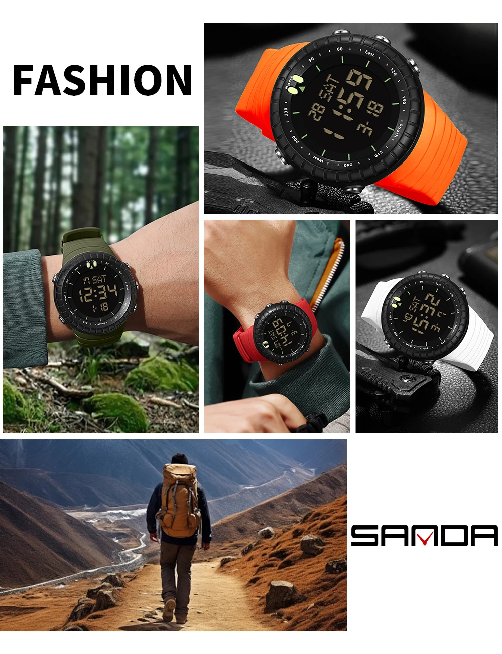 SANDA Teenager Sport Watch Boy Waterproof Time Scale Steady Digital Watches Luxury Outdoor Men's Wristwatch Original Clock 6184