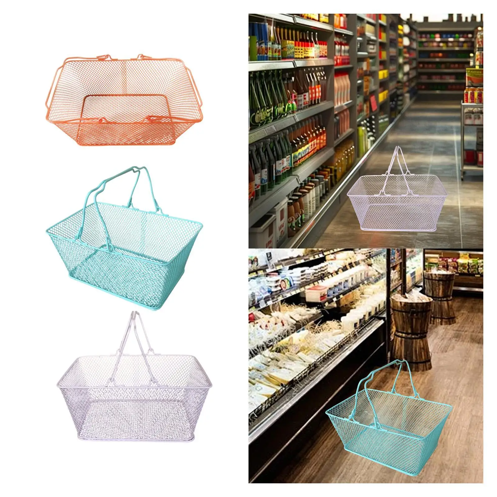 

Shopping Basket with Handle Grocery Basket for Bookstore Kitchen Flower Stop