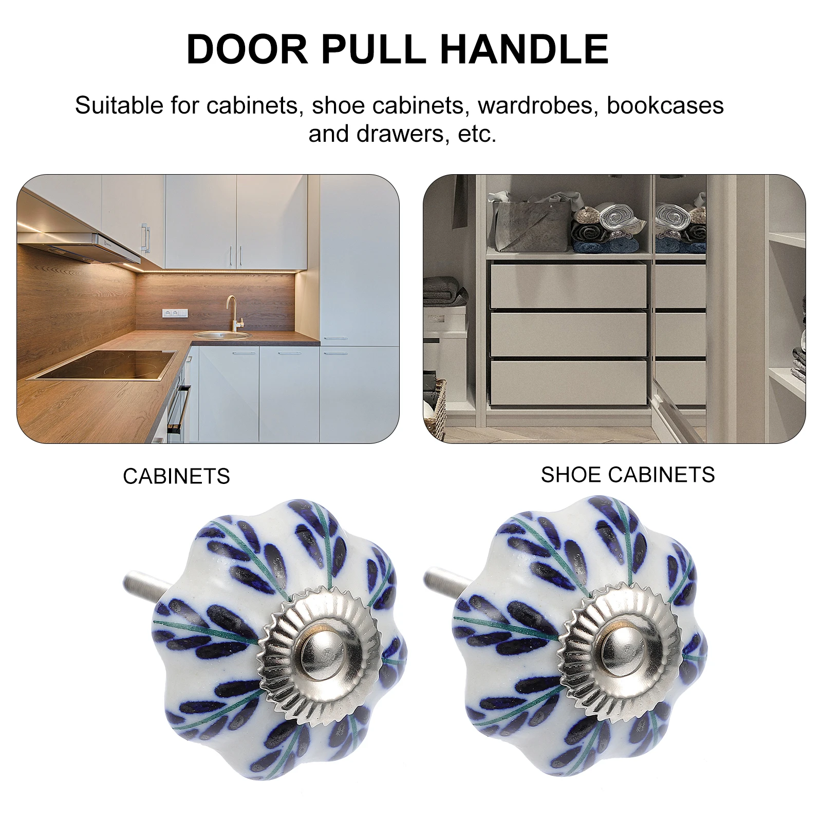 

2Pcs Ceramic Handle Premium Flower Pattern Drawer Knob for Furniture Cabinet Door Replacement Easy Install Smooth Polished