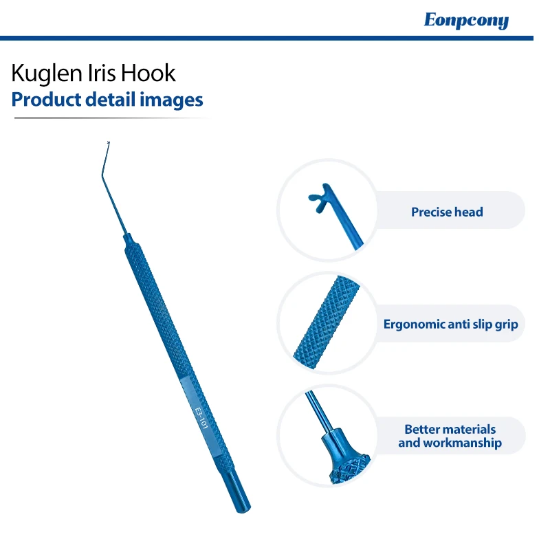 Titanium Alloy Kuglen Iris Hook Push‑Pull Angled Tip Lens Manipulator Ophthalmic Microsurgical Instrument