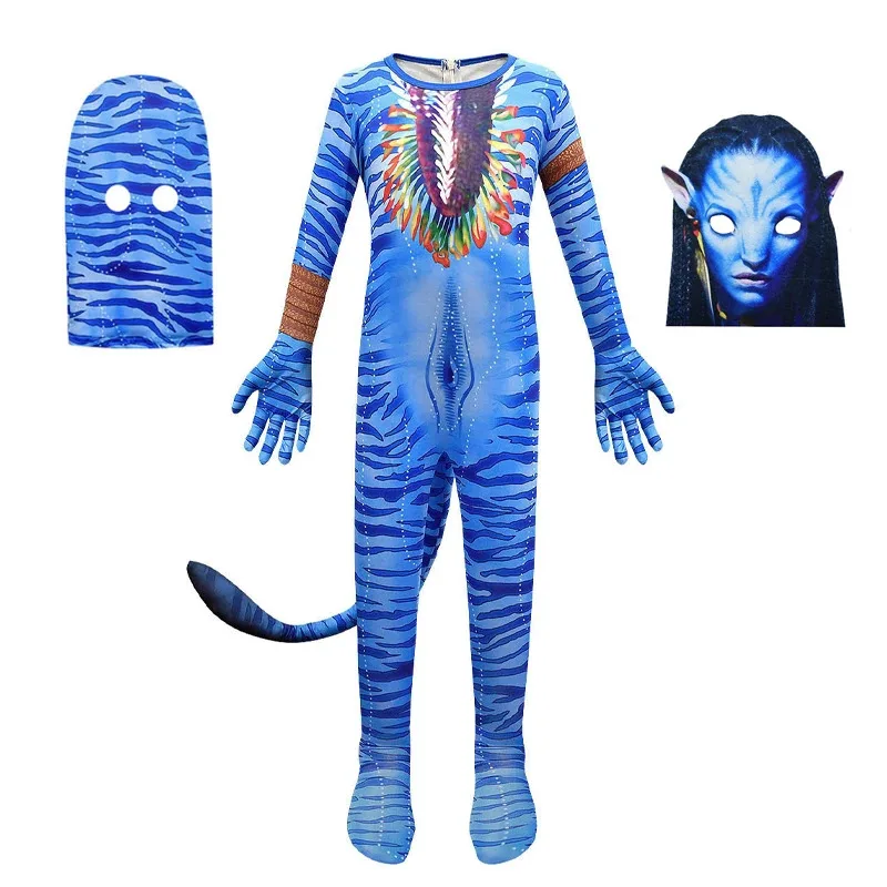 

The Way of Water Costume Kids Halloween Dress Up Clothing Include Jumpsuit + Mask Boys Girls Movie Role Cosplay Bodysuit