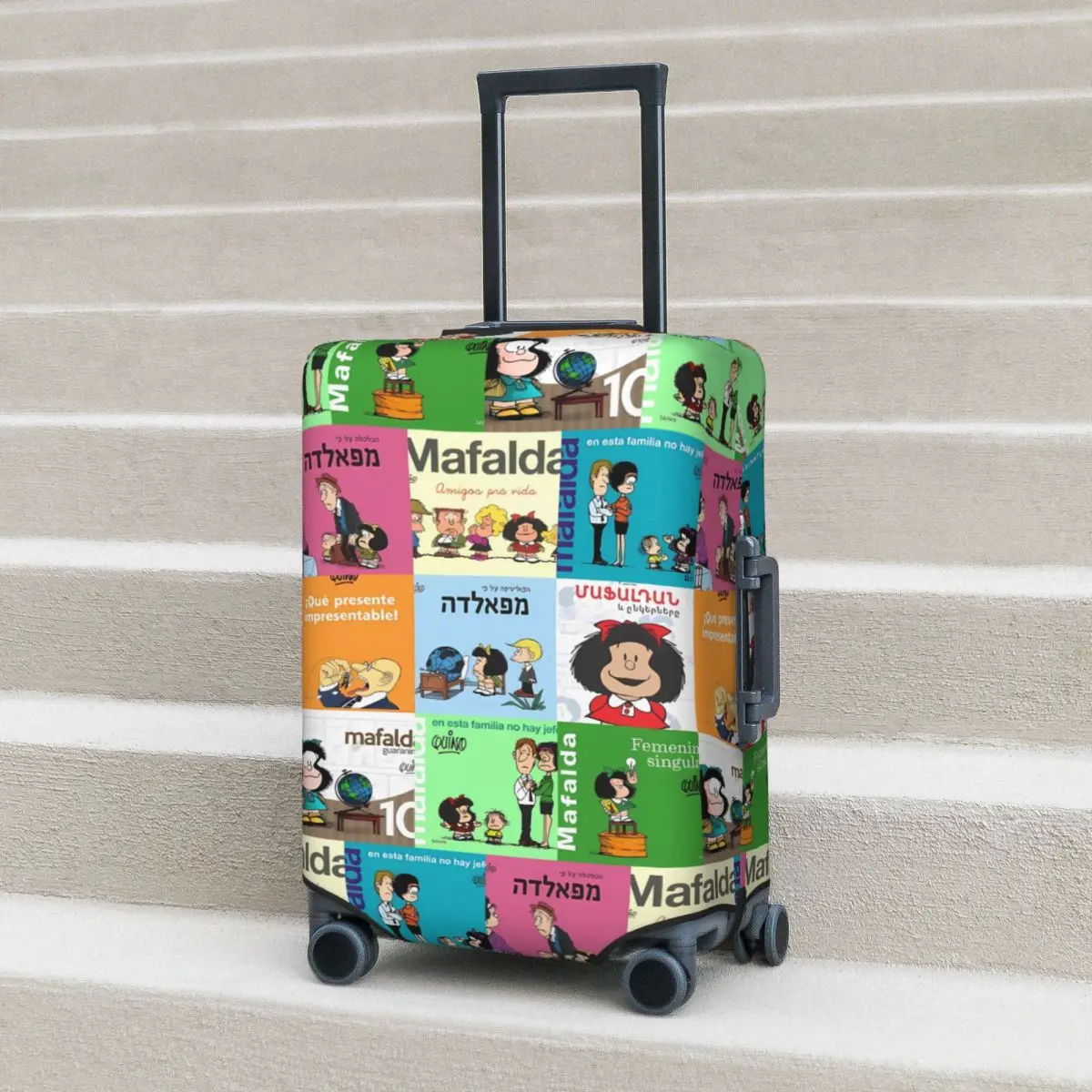 

Mafalda Cartoon Suitcase Cover Happy Girl Anime Vacation Cruise Trip Elastic Luggage Supplies Protector