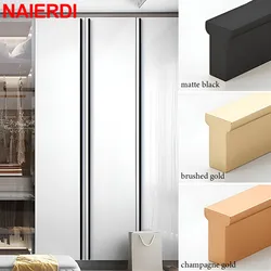 NAIERDI Black Long Furniture Handle American Style Gold Kitchen Cupboard Pulls 600-1200mm T Bar Aluminum Alloy Cabinets Handles