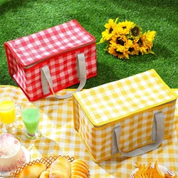Insulated Picnic Bag Dual Zippers Camping Lunch Bag Large Capacity Picnic Basket Bag Multifunction for Outdoor Beach BBQ