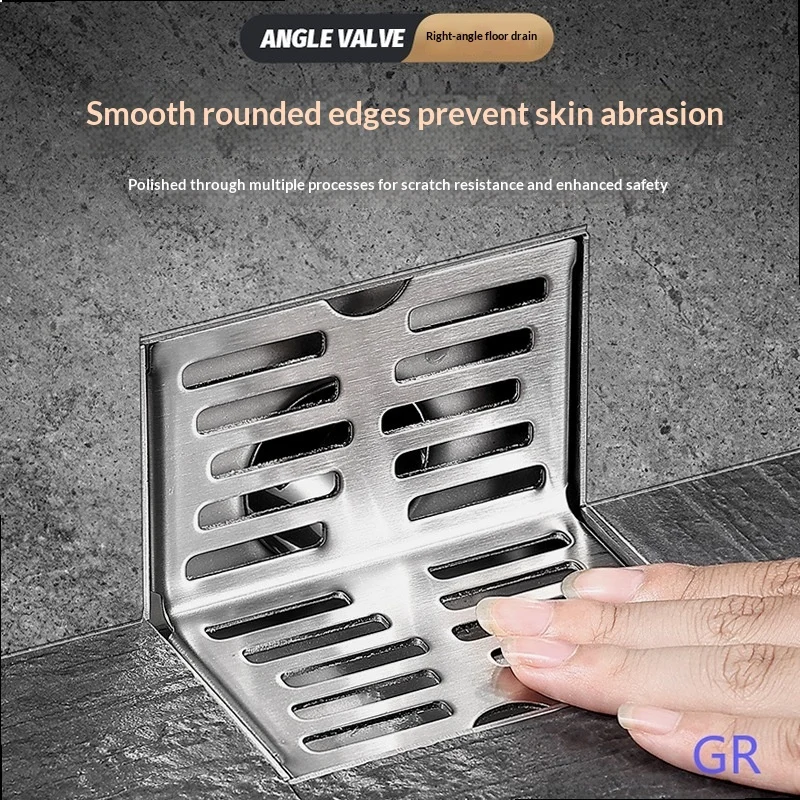 304 Stainless Steel Wall Drain L-Shape Side Outlet 50mm 110mm Floor Drain for Balcony Corner