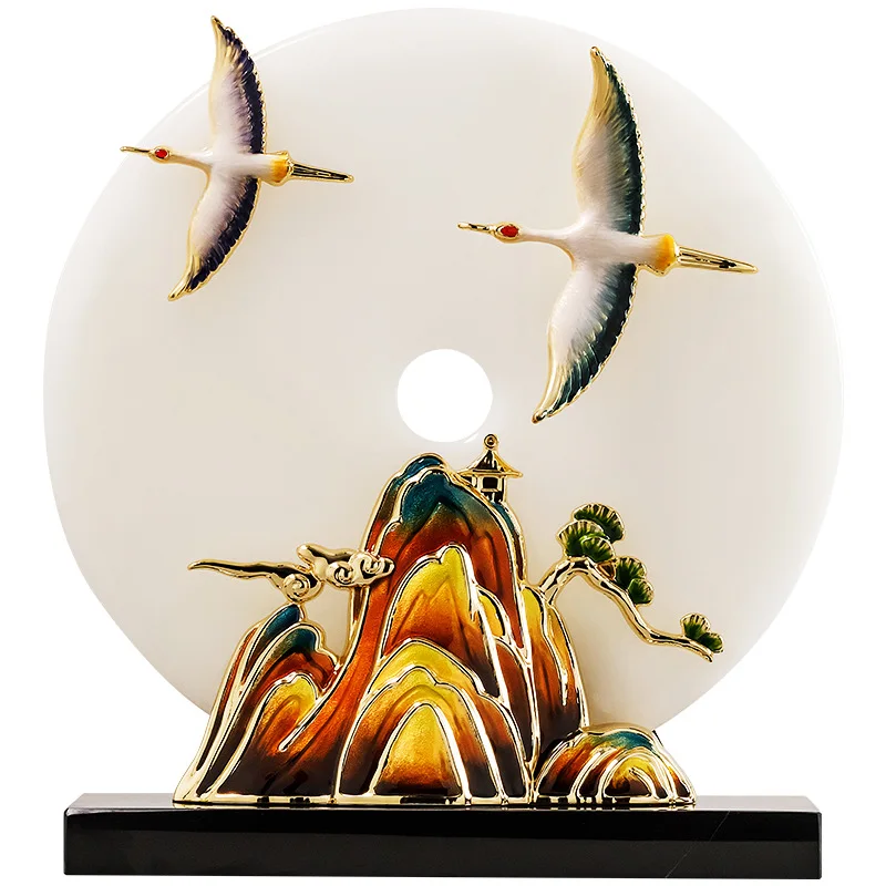 

High-end enamel color, new Chinese safety buckle ornament, living room Bogu frame