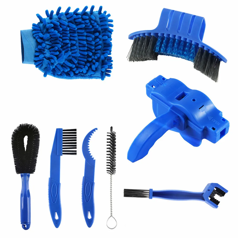 1PCS Mountain Bike Cleaning Set, Tire Brush, Corner Brush, Gloves, Wheel Disc, Sickle Hook, Maintenance Brush, Chain Washer