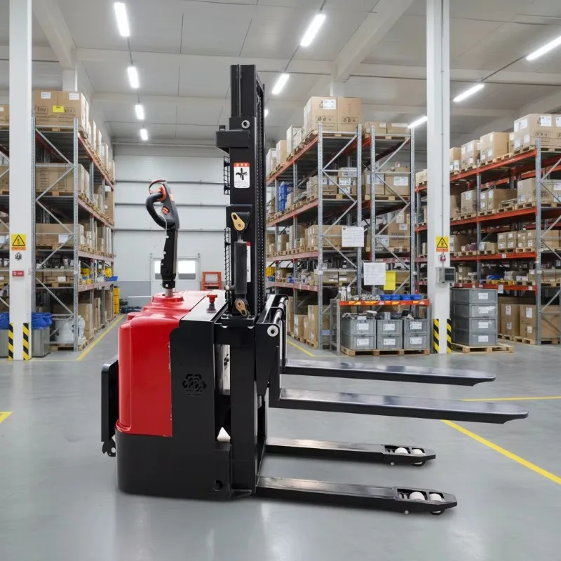 Customized Electric Pallet Stacker Truck 1500kg-2000kg Lithium-Ion Battery Two-Stage Mast Small Turning Radius For Warehouse