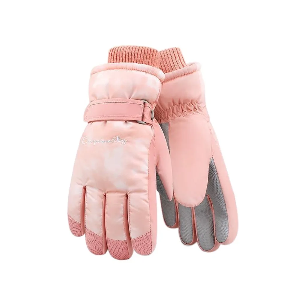 التعادل صبغ الشتاء التزلج قفازات لمس المضادة للانزلاق أفخم قفازات ركوب الخيل الدافئة صوف مبطن يندبروف الدراجات القفاز للنساء