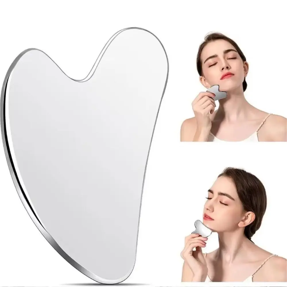 Durable Stainless Steel Gua Sha Scraper Heart Shape Universal Guasha Massage Tool Face Massager for Facial Beauty Eye Massage