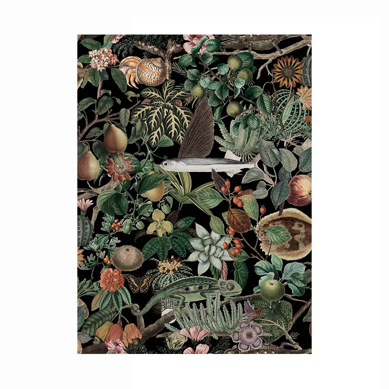 Rain Forest Plant Animals Wallpaper Tropical Wild Floral Fruit Contact Paper for Livingroom Home Decor Mural