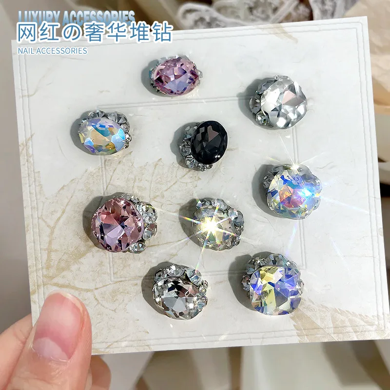 10PCS 3D Stacked Nail Art Rhinestones Pile Charms Parts Pearl Crystal Diamond Accessories Nails Decoration Supplies Materails ZS
