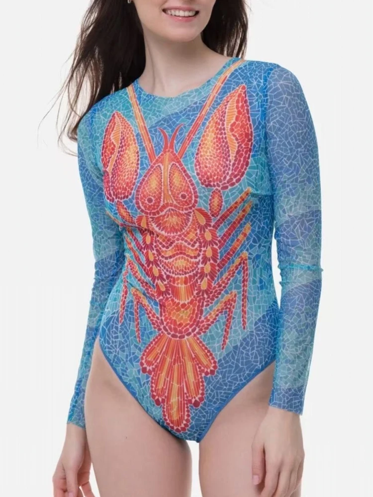 

Mesh High Waist Sexy Swimsuit Women Summer Bathing Suit Bikini Set Long Sleeve Swimwear Beach Swimming Suit For Female Купальник